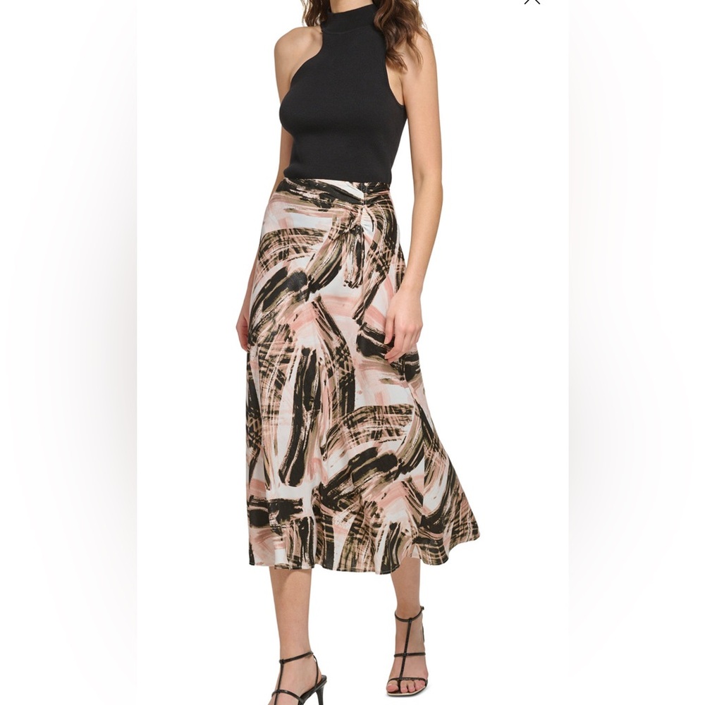 DKNY Satin Midi A-Line Skirt NWOT